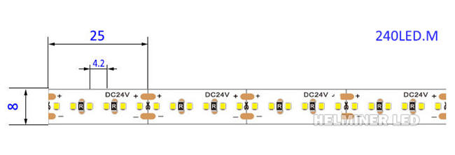   Ruban led blanc naturel 3m 3900-4258K 240leds/m 2216 CRI>90 24V, PCB 4mm 5mm 6mm 8mm 10mm  